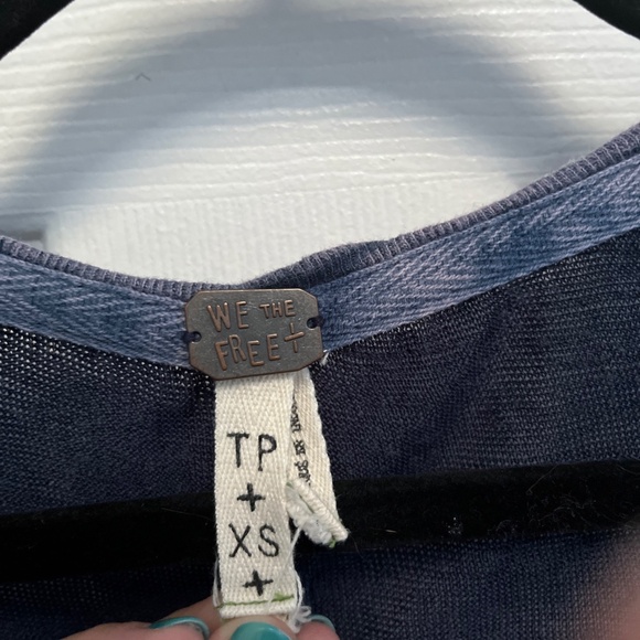 We the free women’s blue sheer long sleeve boho distressed top XS Free People - Picture 5 of 12